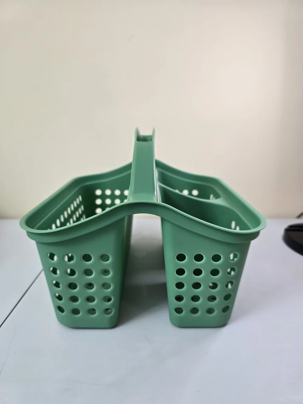Mainstays Mint Green Plastic Tote Caddy with Dual Compartments